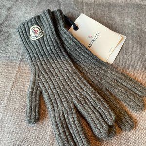 Moncler Gloves Gray Logo-motif 100% Cachemire